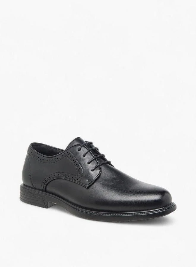 DUCHINI Men's Textured Derby Shoes with Lace-Up Closure