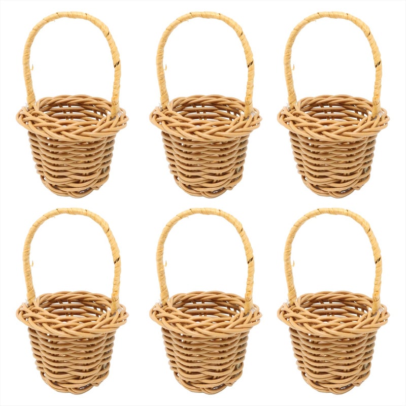 Honbay 6PCS Miniature Woven Baskets with Handles Tiny Candy Gifts Basket Mini Flower Basket for Wedding Party Favors Crafts Decor - Image 1