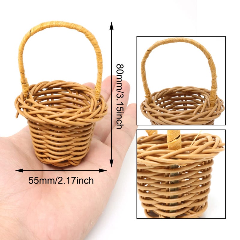 Honbay 6PCS Miniature Woven Baskets with Handles Tiny Candy Gifts Basket Mini Flower Basket for Wedding Party Favors Crafts Decor - Image 2