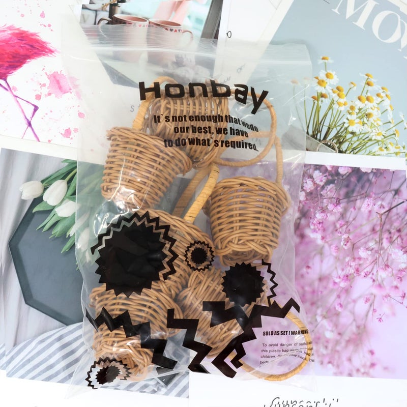 Honbay 6PCS Miniature Woven Baskets with Handles Tiny Candy Gifts Basket Mini Flower Basket for Wedding Party Favors Crafts Decor - Image 5