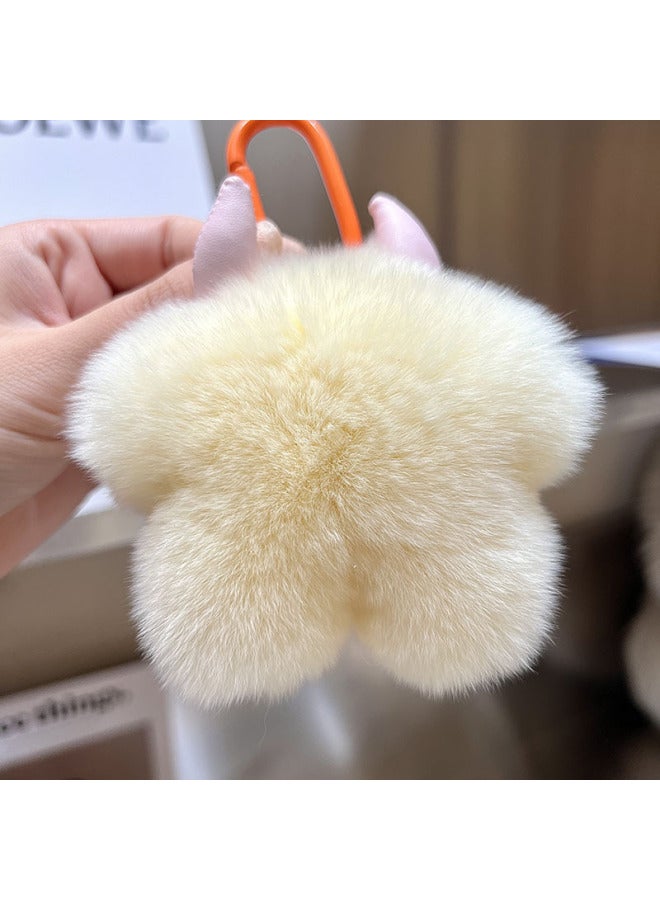 Cute Rex Rabbit Fur Calf Car Keychain I Pendant Ins Plush Doll Doll Bag Hanging Birthday Gift-Color:Strawberry - Image 5
