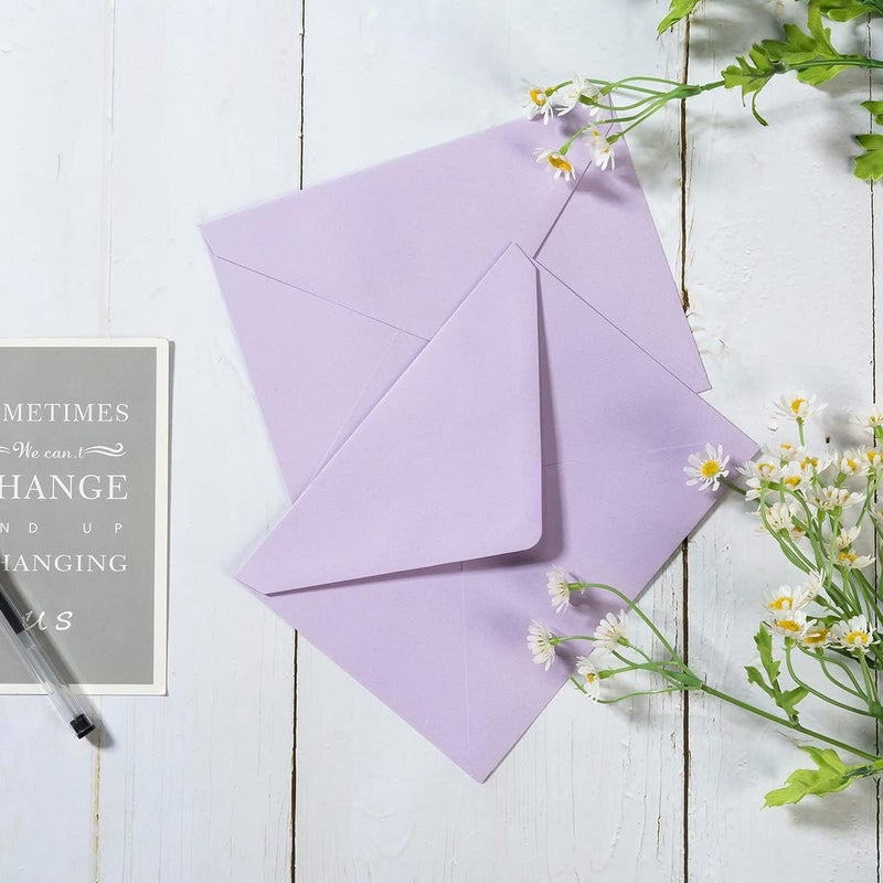 Toperd 50 Pack A7 Colorful 5x7 Envelopes V Flap Invitation Envelopes for 5x7 Cards, Birthday, Weddings, Graduations, Greeting Cards, Baby Shower 5.24 x 7.24 Inches (Violet) - Image 4