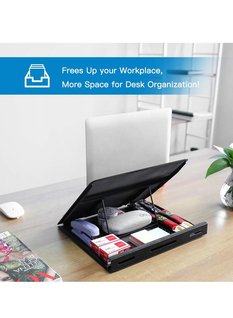 Adjustable Laptop Stand Riser for Desk, Fits Up to 15.6 inch Notebook, Mesh Ventilated Laptop Cooling Stand with 8 Tilt Levels - Image 4