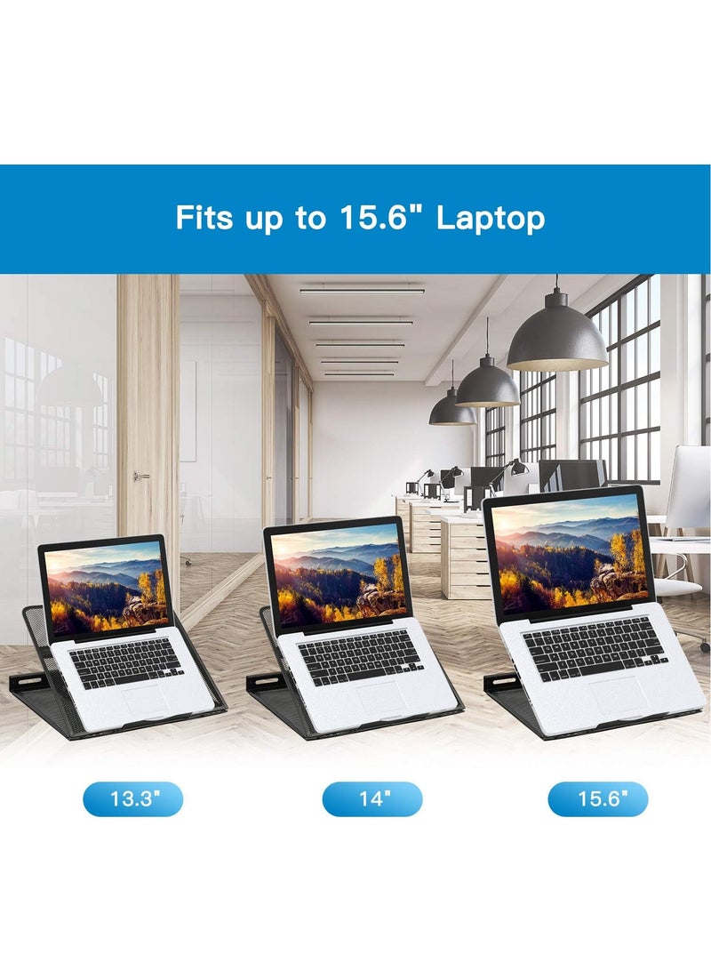 Adjustable Laptop Stand Riser for Desk, Fits Up to 15.6 inch Notebook, Mesh Ventilated Laptop Cooling Stand with 8 Tilt Levels - Image 2