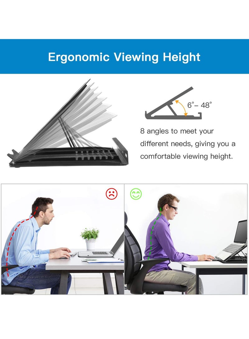 Adjustable Laptop Stand Riser for Desk, Fits Up to 15.6 inch Notebook, Mesh Ventilated Laptop Cooling Stand with 8 Tilt Levels - Image 5