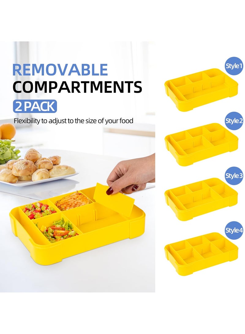 sokany Bento Lunch Box for Kids, 1330ML Bento Box Adult Lunch Box with 6 Compartment, Leakproof Snack Boxes with Utensil Sauce Dressing Containers, Reusable Meal and Snack Packing Box (Blue/Yellow)  - Image 2