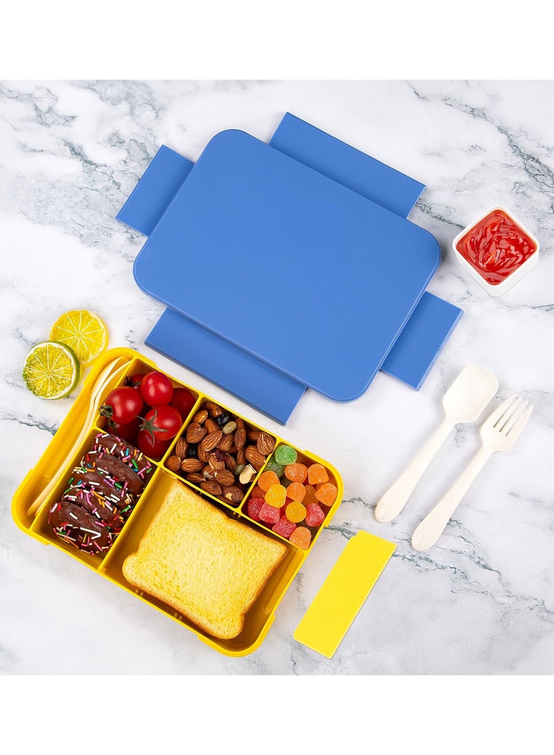 sokany Bento Lunch Box for Kids, 1330ML Bento Box Adult Lunch Box with 6 Compartment, Leakproof Snack Boxes with Utensil Sauce Dressing Containers, Reusable Meal and Snack Packing Box (Blue/Yellow)  - Image 5
