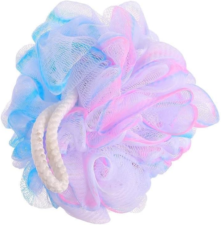 Uonlytech 5pcs Large Bath Poufs Mesh Shower Sponges Soft Exfoliating Scrubbers for Women and Men, Random Color Mesh Bath Sponges for Body Cleansing and Skin Care - Image 1