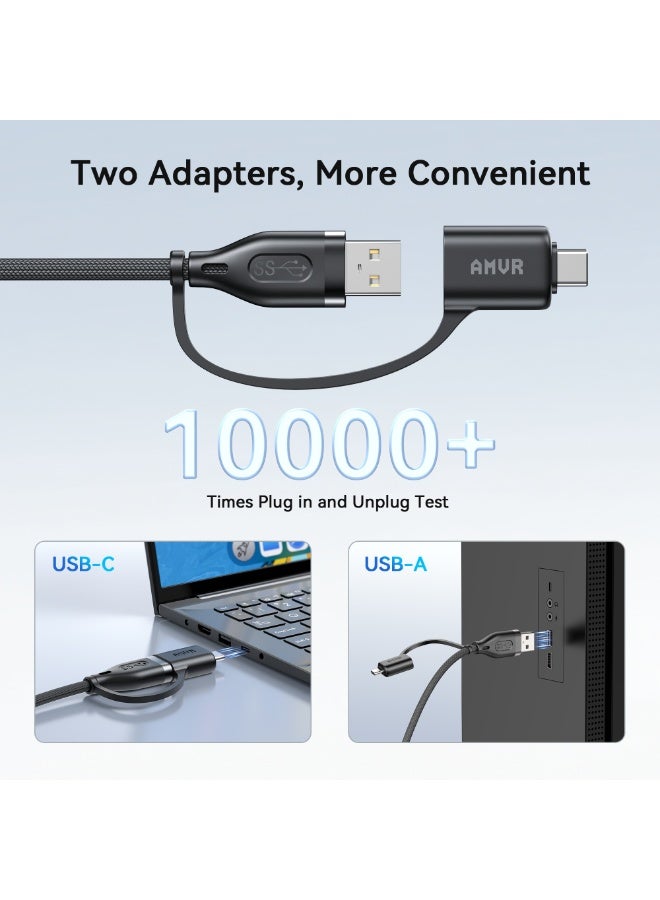 AMVR Meta Quest 3 Link Cable with Charging 16FT Compatible with Meta Quest 3/3S/2/Pico 4 Accessories, Nylon Braided Cable with USB 3.0 A to C Adapter for SteamVR/PCVR, High-Speed Max 5Gbps, Play While Charger - Image 2