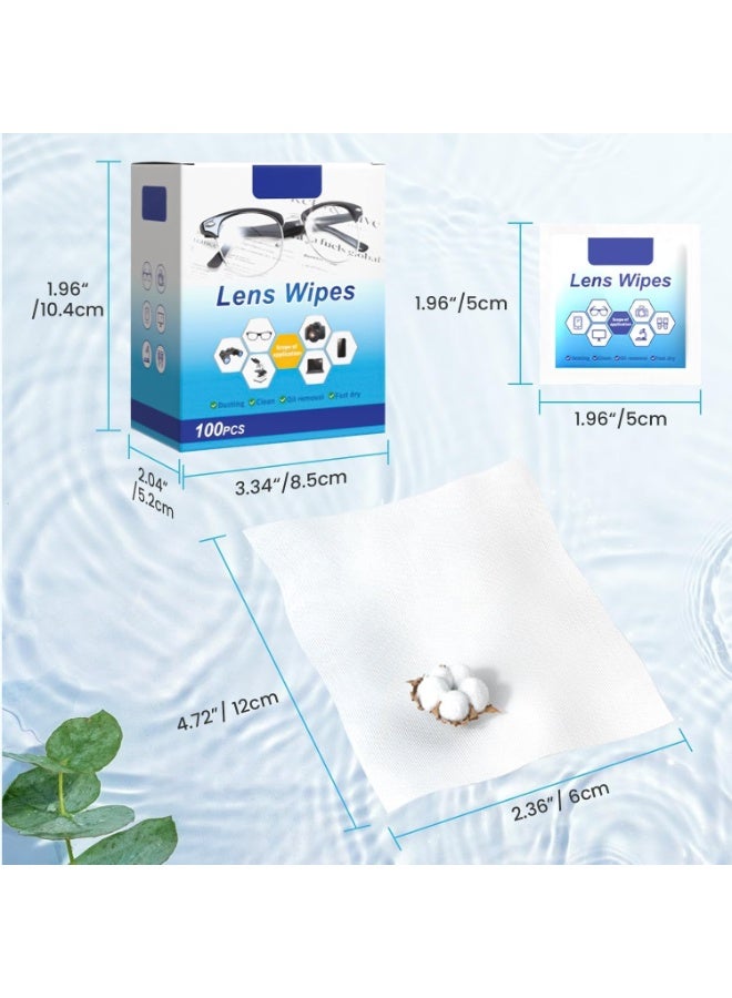 Lens Cleaning Wipes, 100 Pack Pre- Lens Wipes for Eyeglasses, Moistened Individually Wrapped Sracth-Free Streak-Free Eye Glasses Cleaner Wipes for Camera Lens, Sunglass, Goggles - Image 4
