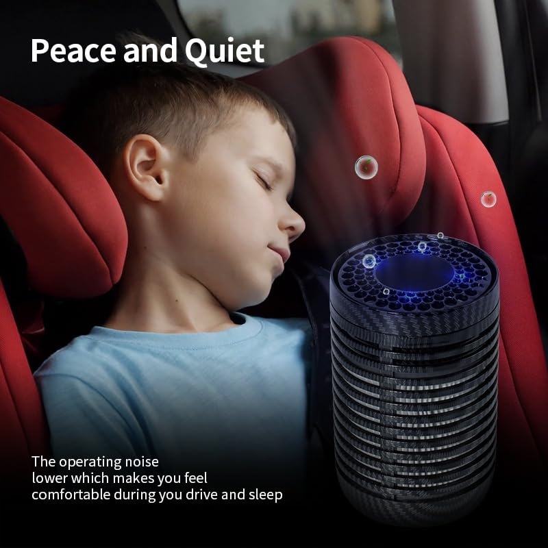 Dhadh Car Air Purifier, Mini Air Purifier for Car with True HEPA Filter Cleans Air, Eliminates Smoke & Odor, Small Travel Air Purifier for Office (Black) - Image 3