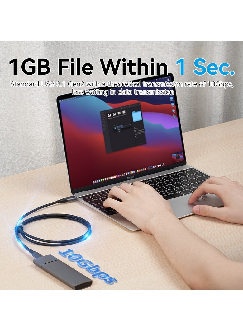 Vention USB-C to USB-C 3.1 Gen2 Cable 1M, 5A 100W Fast Charging, 10Gbps Data Transfer, 4K@60Hz Display Output, E-Marker Chip, Nylon Braided Type-C Cable with Aluminum Alloy Shell – Gray - Image 4