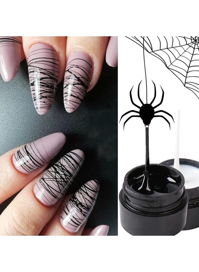 KRENI 4 Colors Spider Gel, New Upgraded Matrices Spider Gel with Nail Art Brushes, Nail Designs Gel Paint Wire Drawing Gel Polish for Line (White Black Gold Silver) - Image 5