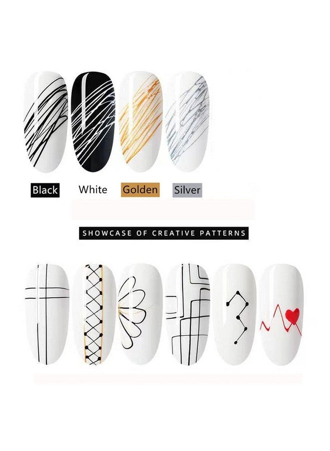 KRENI 4 Colors Spider Gel, New Upgraded Matrices Spider Gel with Nail Art Brushes, Nail Designs Gel Paint Wire Drawing Gel Polish for Line (White Black Gold Silver) - Image 2