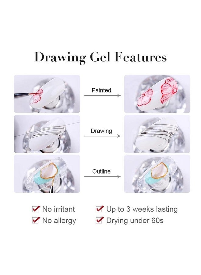 KRENI 4 Colors Spider Gel, New Upgraded Matrices Spider Gel with Nail Art Brushes, Nail Designs Gel Paint Wire Drawing Gel Polish for Line (White Black Gold Silver) - Image 4