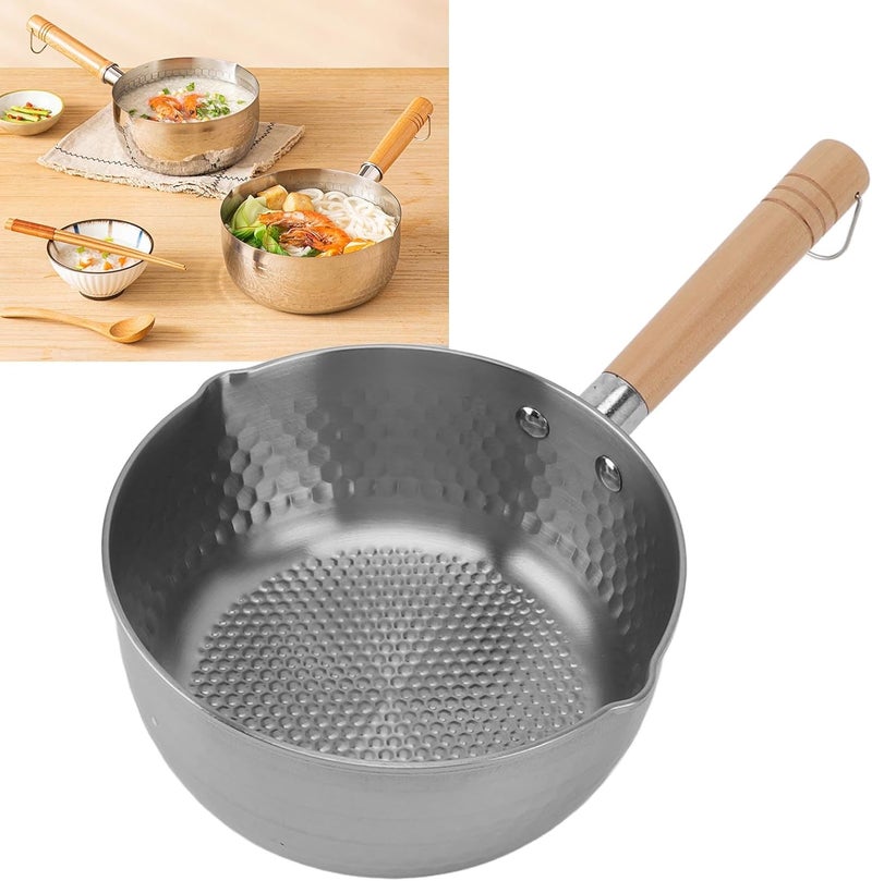 Zerodis Saucepan Set, Mini Flat Grill Pan Long Handle Sauce Pan with Dual Pouring Spouts Even Heating Non Stick Cooking Pan Set Stainless Steel Breakfast Skillet for Soup Milk Noodles - Image 2