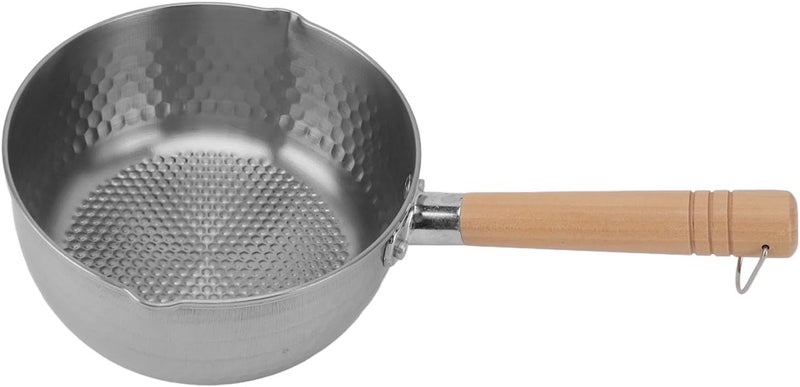 Zerodis Saucepan Set, Mini Flat Grill Pan Long Handle Sauce Pan with Dual Pouring Spouts Even Heating Non Stick Cooking Pan Set Stainless Steel Breakfast Skillet for Soup Milk Noodles - Image 1