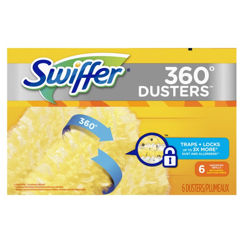 Swiffer Swiffer 21620CT 360 Dusters Refill Dust Lock Fiber Yellow 6Box 4 BoxCarton 