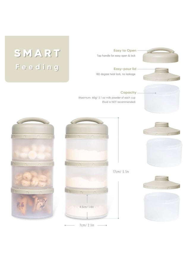 Termichy Stackable Formula Dispenser Portable Milk Powder Container, 2 Pack, Warm Grey - Image 3