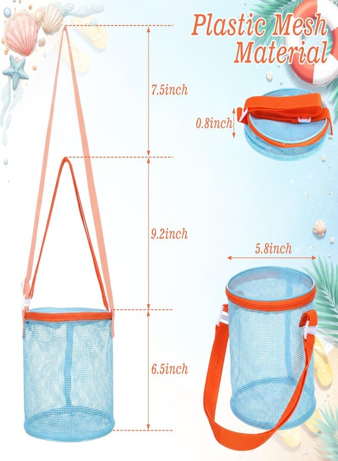 Sunnymove 6 Pcs Sea Shell Bags for Beach Mesh Seashell Holder Shelling Foldable Toy Storage Bag Collecting Bucket Bulk for Sandbox Beach Vacation Essentials Kids Sand Toy Box - Image 2