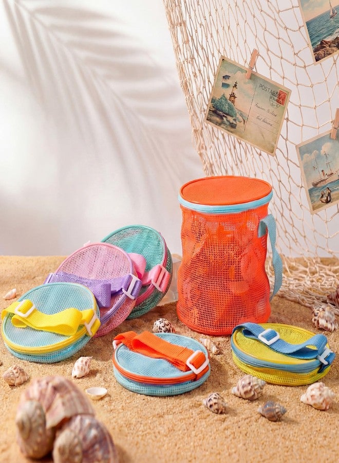 Sunnymove 6 Pcs Sea Shell Bags for Beach Mesh Seashell Holder Shelling Foldable Toy Storage Bag Collecting Bucket Bulk for Sandbox Beach Vacation Essentials Kids Sand Toy Box - Image 3