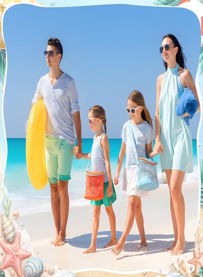 Sunnymove 6 Pcs Sea Shell Bags for Beach Mesh Seashell Holder Shelling Foldable Toy Storage Bag Collecting Bucket Bulk for Sandbox Beach Vacation Essentials Kids Sand Toy Box - Image 5