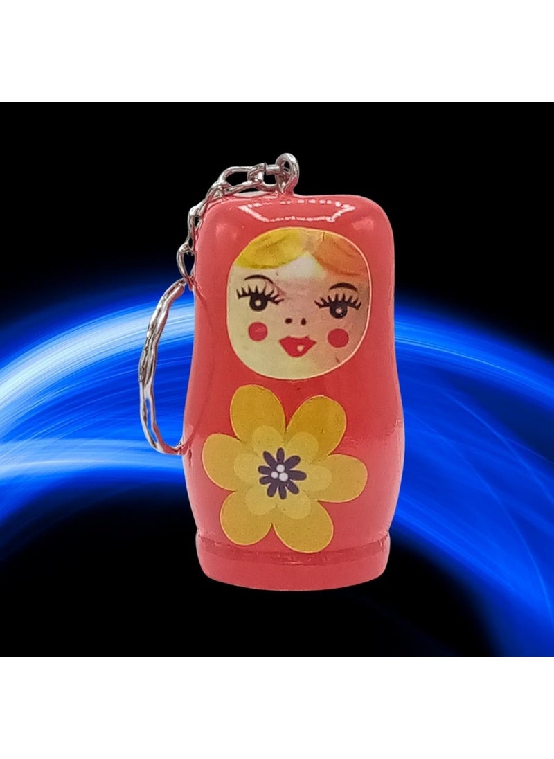 Dünyadan Hediyeler Gifts from the World Wooden Matryoshka Doll Keychain Orange 5cm Large Size  - Image 4
