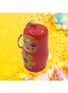 Dünyadan Hediyeler Gifts from the World Wooden Matryoshka Doll Keychain Orange 5cm Large Size  - Image 3