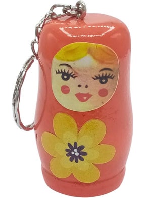 Dünyadan Hediyeler Gifts from the World Wooden Matryoshka Doll Keychain Orange 5cm Large Size  - Image 1