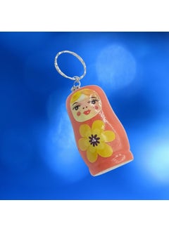 Dünyadan Hediyeler Gifts from the World Wooden Matryoshka Doll Keychain Orange 5cm Large Size  - Image 2