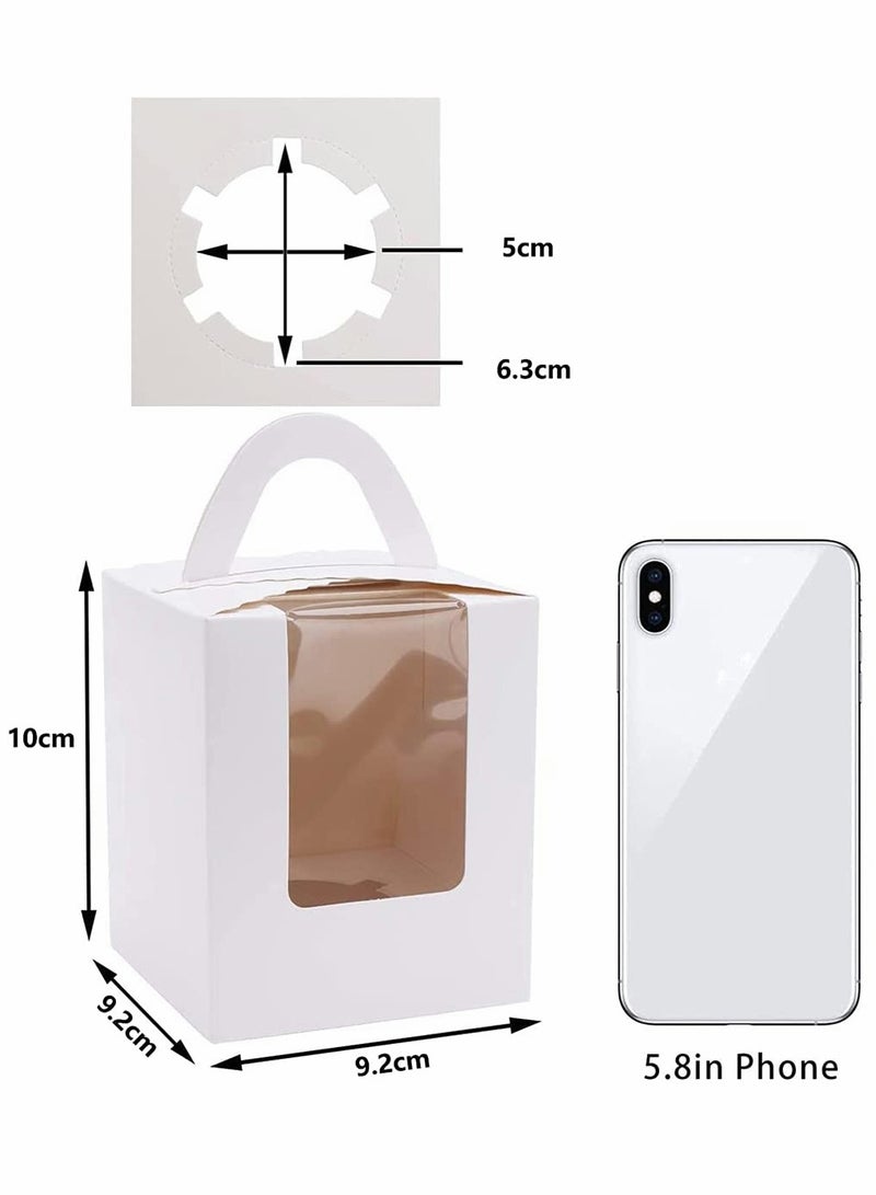 SYOSI Cupcake Boxes, 20 Pack Single Individual Cupcake Container with Window Insert Handle, Portable Bakery Containers for Small Cake, Muffins, Birthday Wedding, Party (White) - Image 3