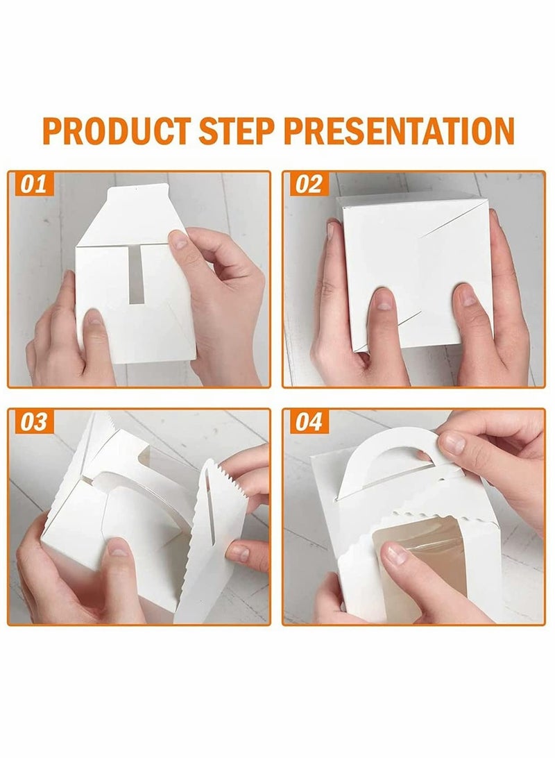 SYOSI Cupcake Boxes, 20 Pack Single Individual Cupcake Container with Window Insert Handle, Portable Bakery Containers for Small Cake, Muffins, Birthday Wedding, Party (White) - Image 5