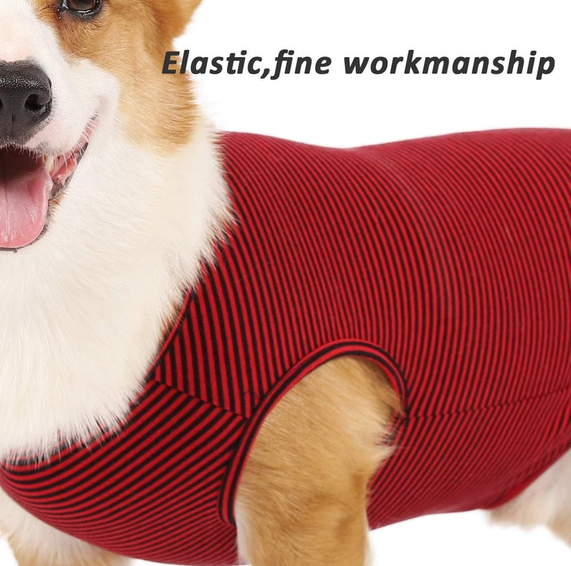 WEONE Dog Summer T-Shirts Striped Cotton Vest,Pet Breathable Soft Basic Clothes for Small Medium Larg Boy Girl Dogs,XS - Image 4