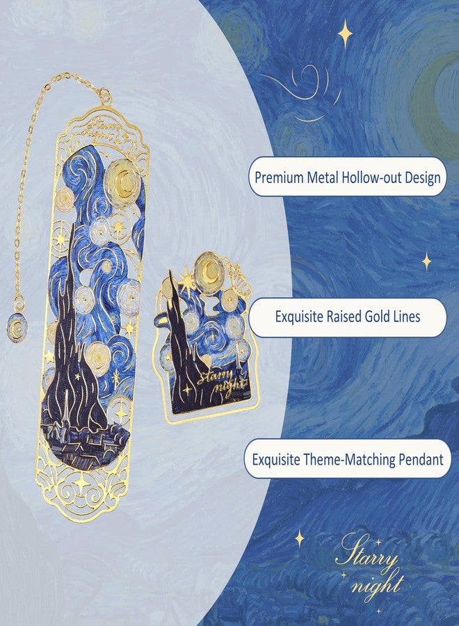 emmoolife Luxury Metal Bookmark & Book Clip Gift Set, Oil Painting Themed Starry Night, 1 Bookmark with Pendant + 1 Book Clip, Elegant Christmas New Year Gift Box for Women Book Lovers Writers Readers Teens - Image 5