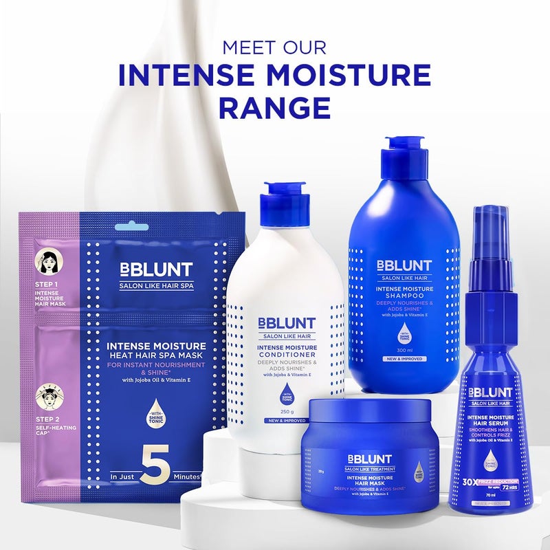 Bblunt Intense Moisture Hair Combo  Shampoo  Conditioner  Hair Mask  Moisturizes  Hydrates  Deeply Nourishes  Adds SalonLike Shine  For Men  Women  300 ml  250 g  250 g - Image 5