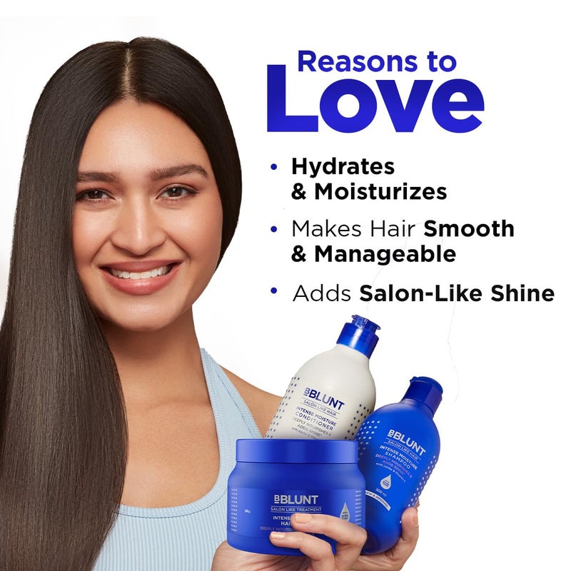 Bblunt Intense Moisture Hair Combo  Shampoo  Conditioner  Hair Mask  Moisturizes  Hydrates  Deeply Nourishes  Adds SalonLike Shine  For Men  Women  300 ml  250 g  250 g - Image 3