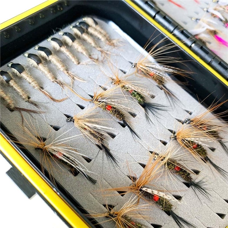 Handwork Handmade Fly Fishing Kit, 50/114 Pcs with Dry/Wet Flies, Streamers, Fly Assortment for Trout & Bass Fishing - 50 Pcs/Set, 6 Mixed Styles - Image 4