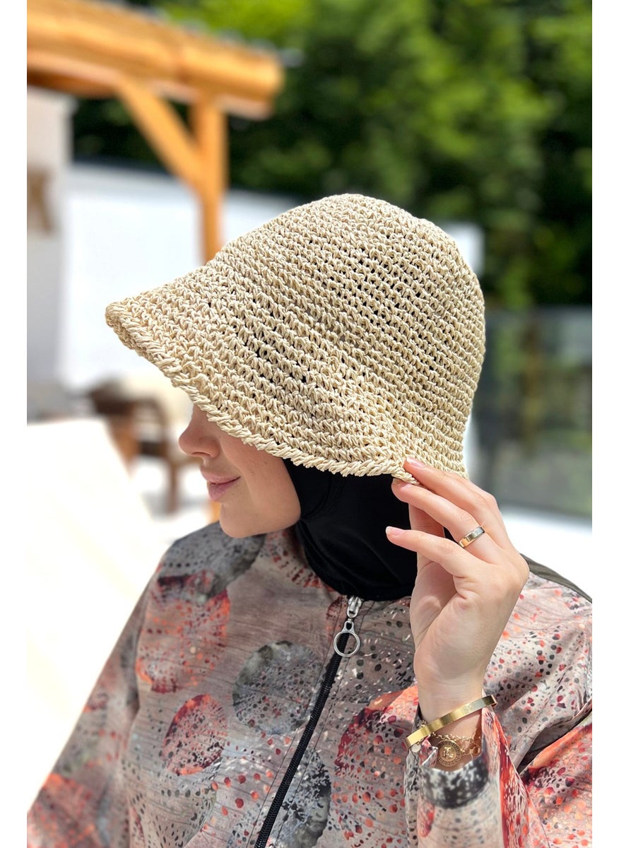 Remsa Mayo Handmade Knitted Straw Hat Rş-83 Beige  - Image 2