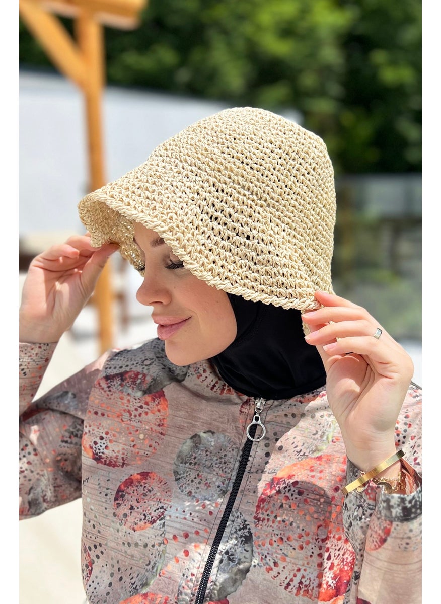 Remsa Mayo Handmade Knitted Straw Hat Rş-83 Beige  - Image 3