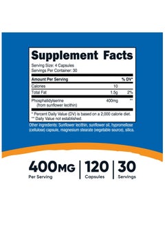 Nutricost Phosphatidylserine, Soy Free,400 MG Per Serving  30 SERVINGS | 120 Capsules  - Image 2