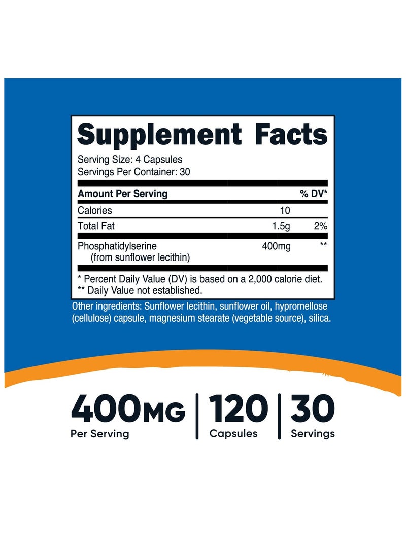 Nutricost Phosphatidyl serine, Soy Free,400 MG Per Serving  30 SERVINGS | 120 Capsules / dietary supplement  - Image 2