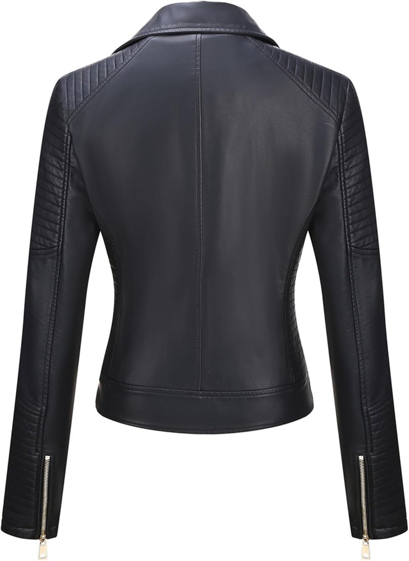 Bellivera Women's Faux Leather Motorcycle Jacket with Quilted Design - Image 5