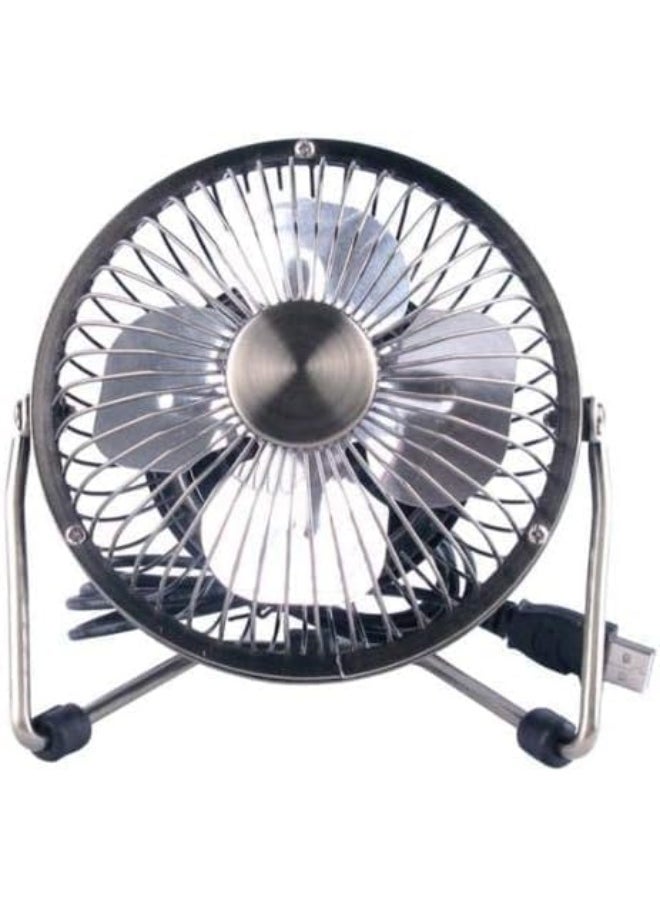 Generic 4-Inch Small USB Desk Fan – Mini Quiet Metal Fan with Strong Airflow & 360° Adjustable Tilt for Office or Home (Black)  - Image 1