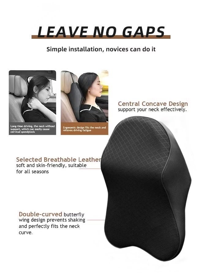 Car Seat Headrest Neck Pillow Ergonomic Car Neck Pillow Durable Neck Pillow 100% Pure Memory Foam Car Neck Support Relieve Neck Pain Adjustable Neck Pillow Black - Image 2