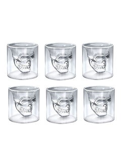 Generic Set Of 6 Crystal Skull Shot Glasses Transparent Glass Household High Borosilicate Glass Juice Beverage Cup  - Image 1