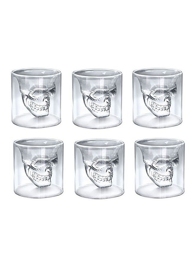 Generic - Set Of 6 Crystal Skull Shot Glasses Transparent Glass Household High Borosilicate Glass Juice Beverage Cup - Image 1