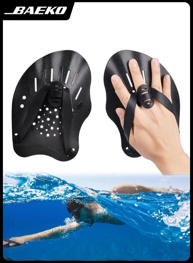 BAEKO 1 Pair Swim Paddles for Hand, Swimming Training Hand Paddles with Adjustable Straps, Swim Diving Training Hand Paddle for Men Women Children - Image 1