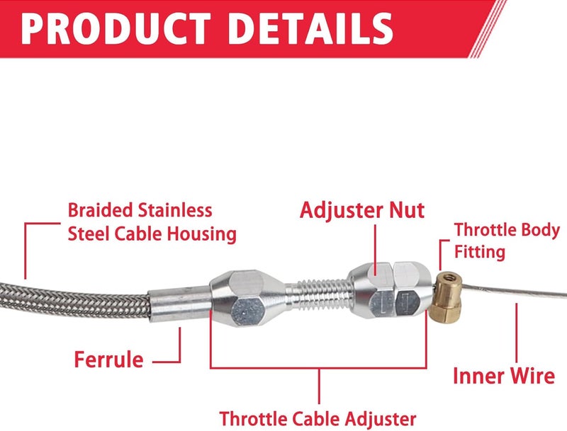 Fitede LS1 Throttle Cable Kit 36" - Image 4