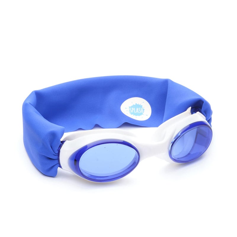 Splash Place KIDS SWIM GOGGLES with Fabric Strap - ROYAL | Tangle-Free, Swimming Goggles for Kids, Comfy Fabric Strap Goggles - Won't Pull Your Hair - Purple Goggles for Swimming - Image 1