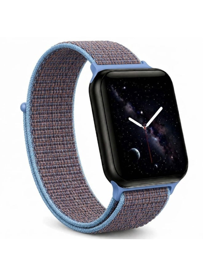 MARGOUN Breathable Nylon Sport Loop Band Compatible with Apple Watch 44mm 45mm 46mm 49mm for Women Men, iWatch Wrist Straps for Ultra 3 2, Se, Series 11 10 9 8 7 - Denim Blue - Image 1